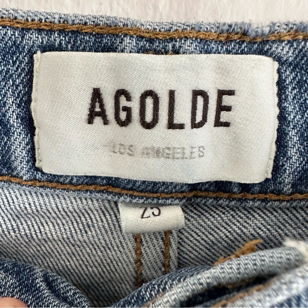 Agolde Riley High Rise Straight Crop Jeans in Whiplash Distressed - Picture 6 of 8